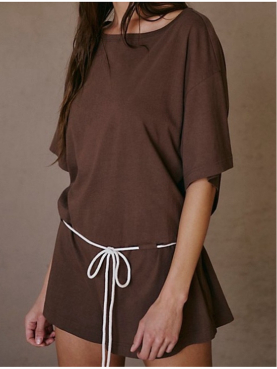 Free People Pants - Free People Free-est Brown & White Drawstring Romper XS Bundle NWOT